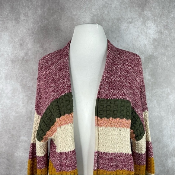 Soft Surroundings Nima Knit Multicolor Striped Bohemian Cardigan Women's Sz M - Picture 3 of 8